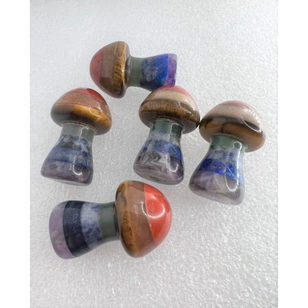 Chakra Gemstone Mushroom Carving